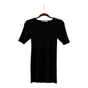 Pam & Gela Women’s Black Ribbed T-Shirt Mini Dress Size Small